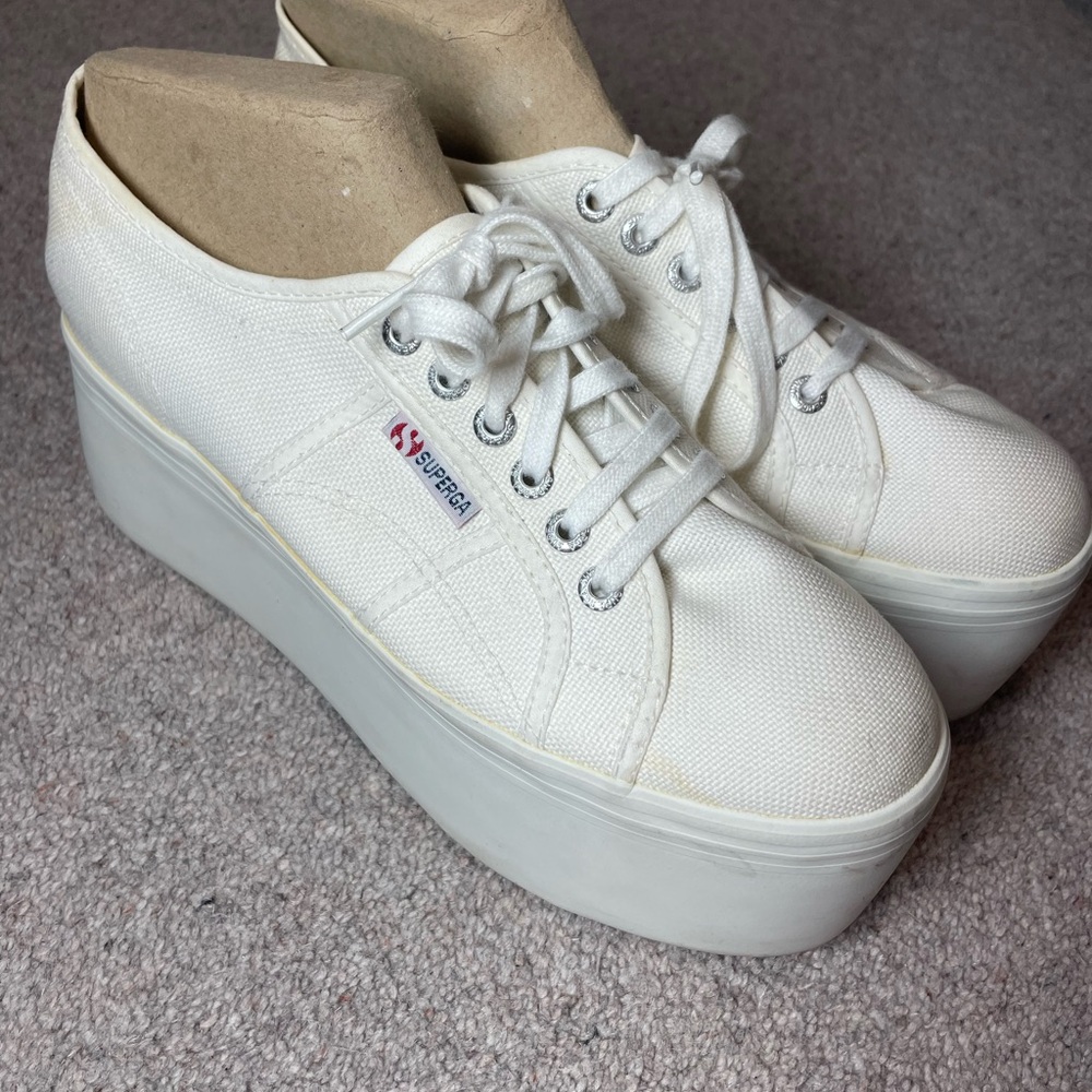 Superga Women's Cream Platform Sneakers